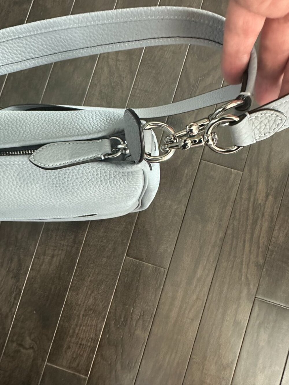 Coach Grey Blue Pebble Leather Cary Crossbody Bag Style #F2332-CC435 *NWT* - Picture 5 of 14